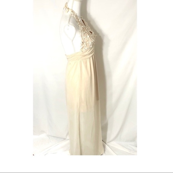 Tea & Cup Olivia Chiffon Dress NWT Small Ivory Women’s Cream Maxi Formal - Picture 4 of 8